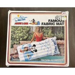 Vintage 1988 NOS Intex Wet Set Mickey Mouse Pool Raft Lounge 72"x30" Sealed Rare